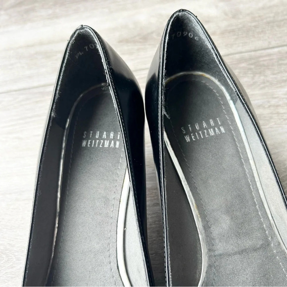 Stuart  Weitzman Black Leather Kitten Heel Pumps Made in Spain - Picture 6 of 15